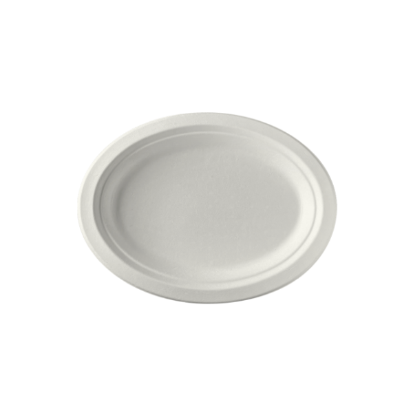Talerz owalny mały z pulpy trzciny cukrowej 260mm x 190mm 500sztuk