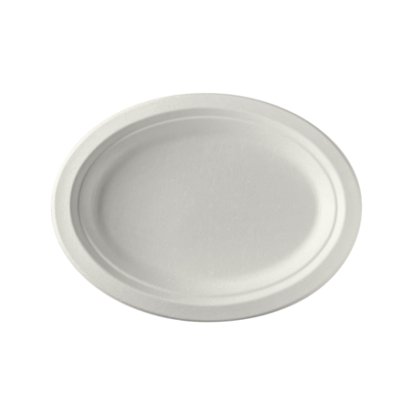 Talerz owalny z pulpy trzciny cukrowej 320mm x 260mm 500sztuk